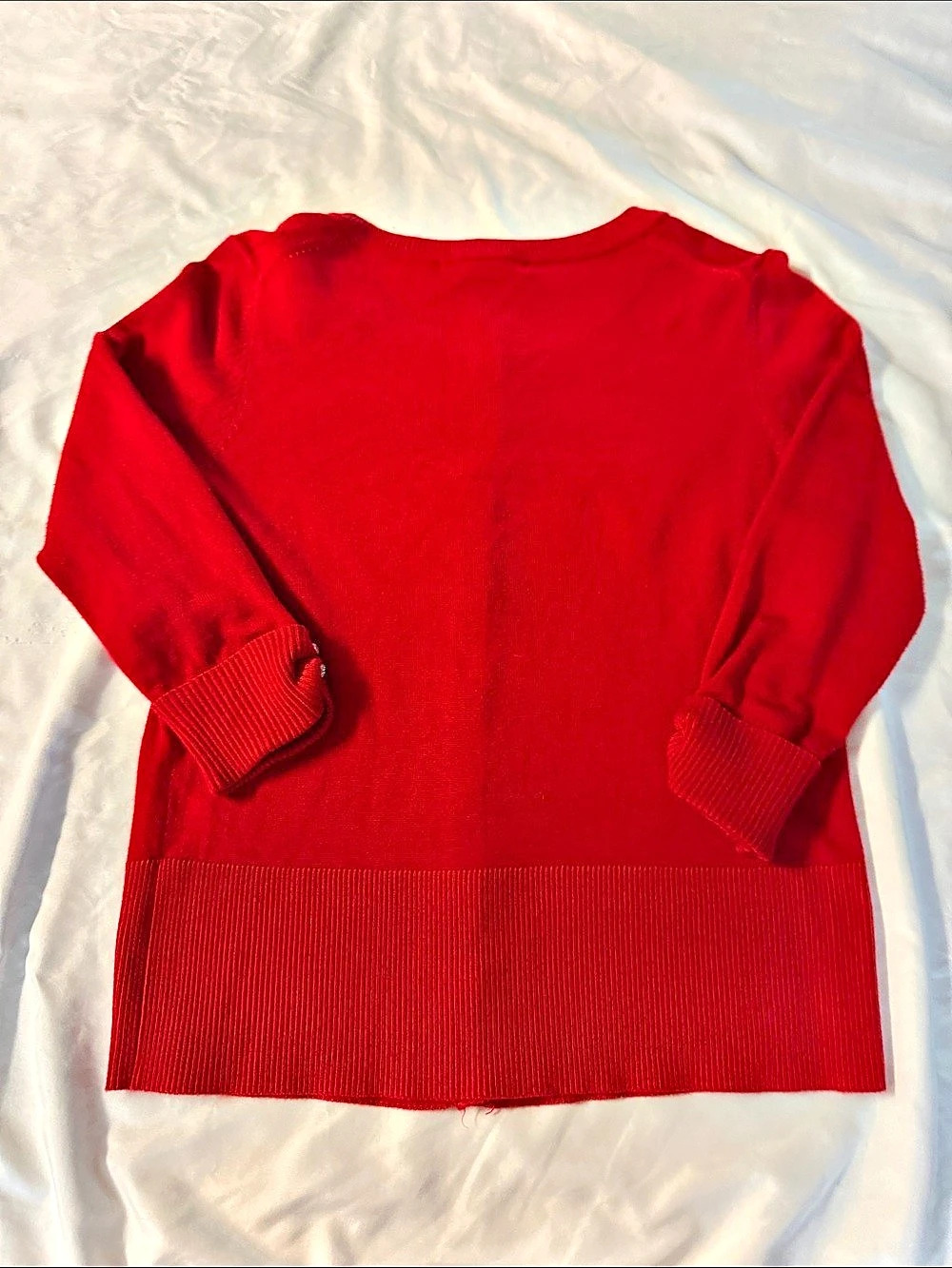 Grace Elements Red Bow Cuff Cardigan Size Medium Like New - Picture 2 of 4